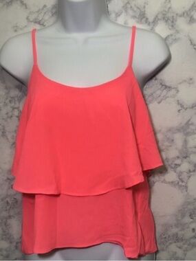 Women's Coral Pink Layered Spaghetti Strap Tank Top